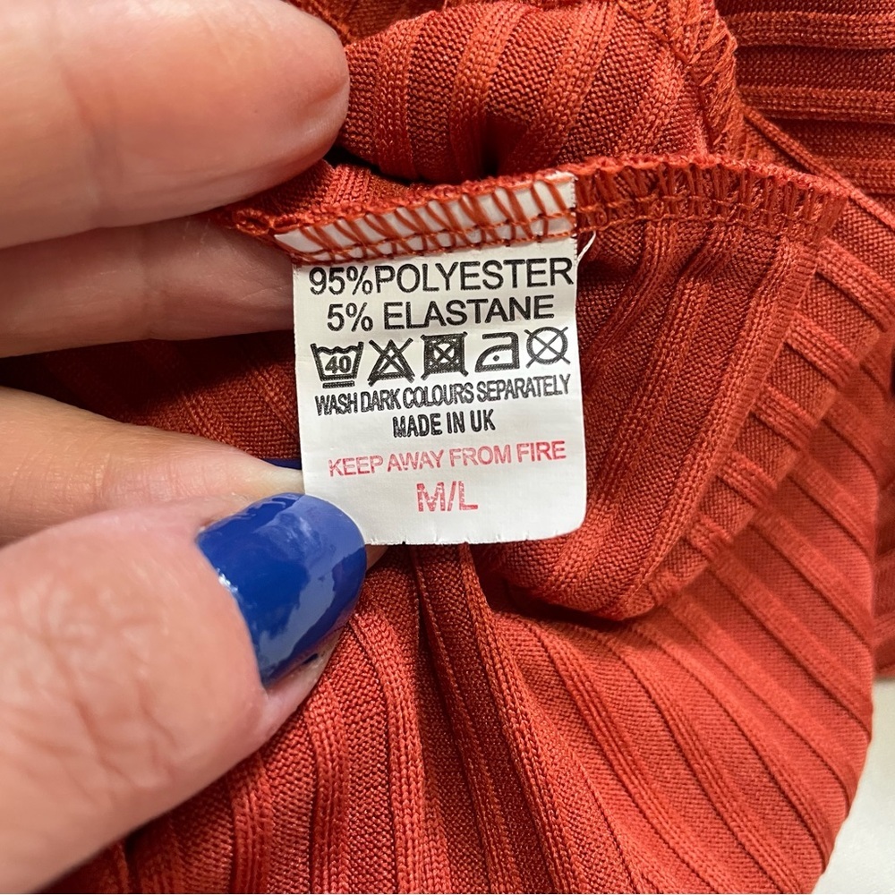 NWT New Parisian Asymmetrical Long Sleeve Orange Top Made in UK Size S - Picture 8 of 9